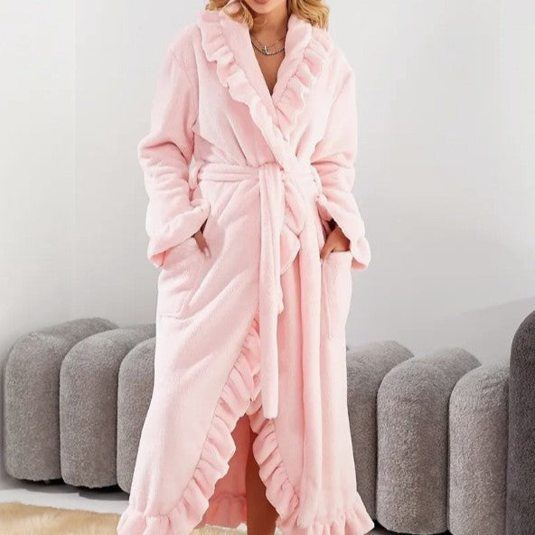 SASUKE™ - Elegant Long Sleeve Robe with Ruffle Hem