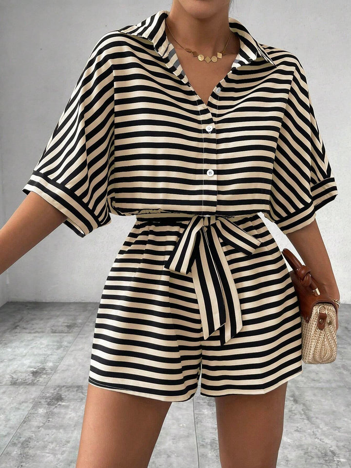CANDIDA™ – Striped Tie-Front Summer Romper