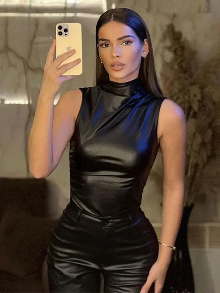 SERAN™ | Stylish Faux Leather Top