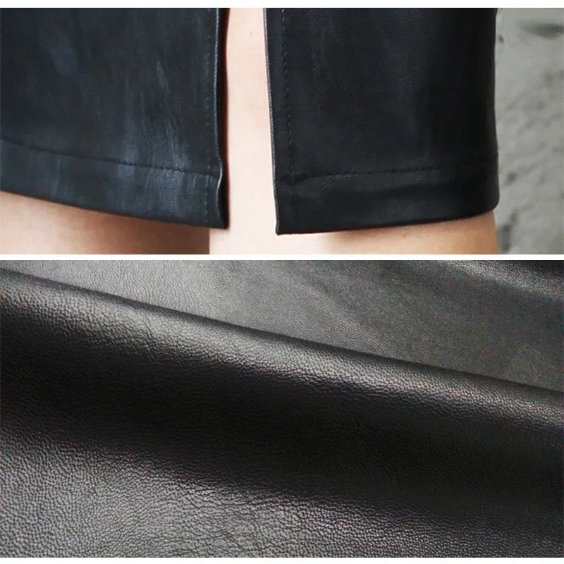 MONIQUE™ – Black Leather Pencil Skirt