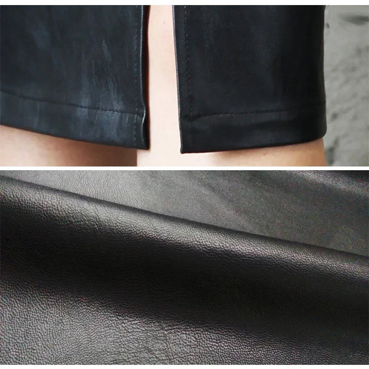 MONIQUE™ – Black Leather Pencil Skirt