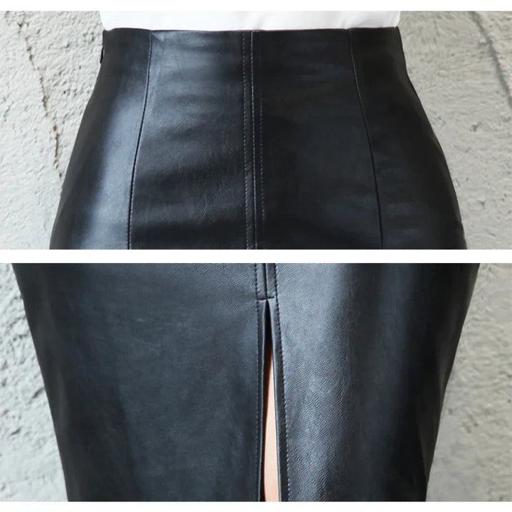 MONIQUE™ – Black Leather Pencil Skirt