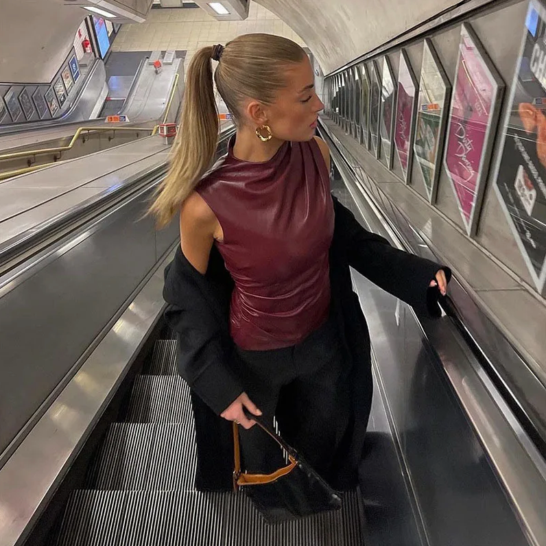 SERAN™ | Stylish Faux Leather Top