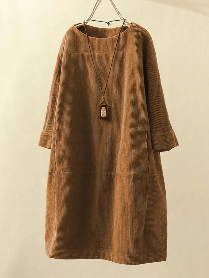 BRIDIE™ - Relaxed Fit Midi Corduroy Dress
