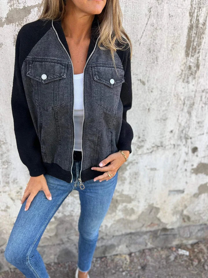 Lena™ | Stylish Denim Jacket with Fleece Accents