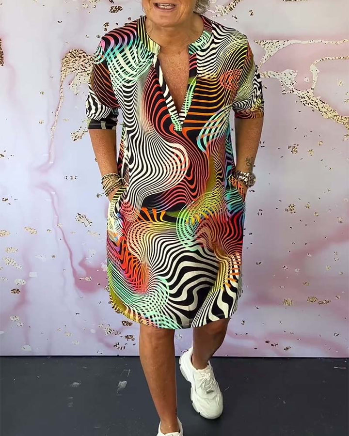 MARI™ - Vibrant V-Neck Dress