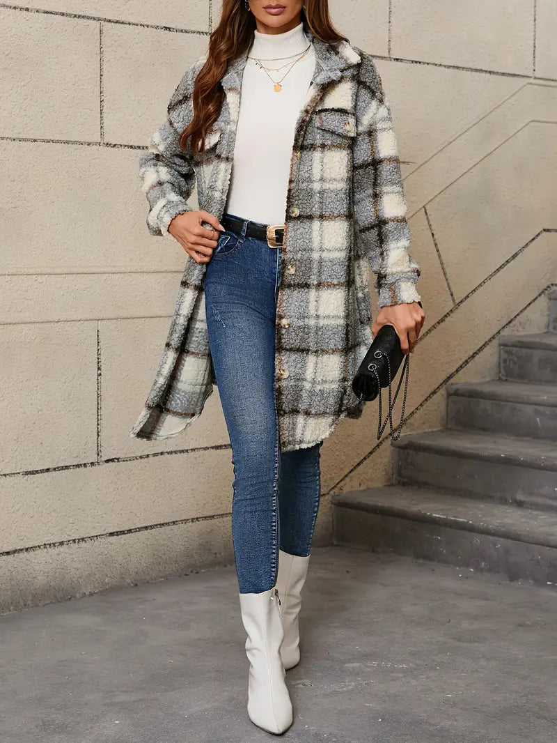 Isabelle™ | Cozy Checked Teddy Coat