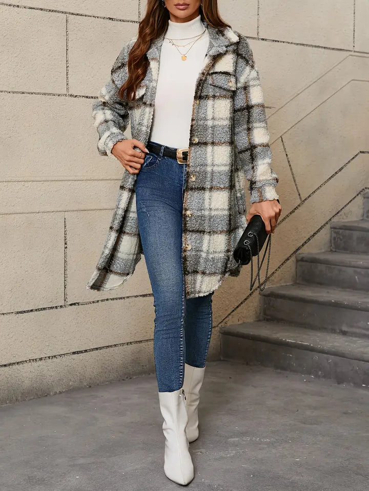 Isabelle™ | Cozy Checked Teddy Coat