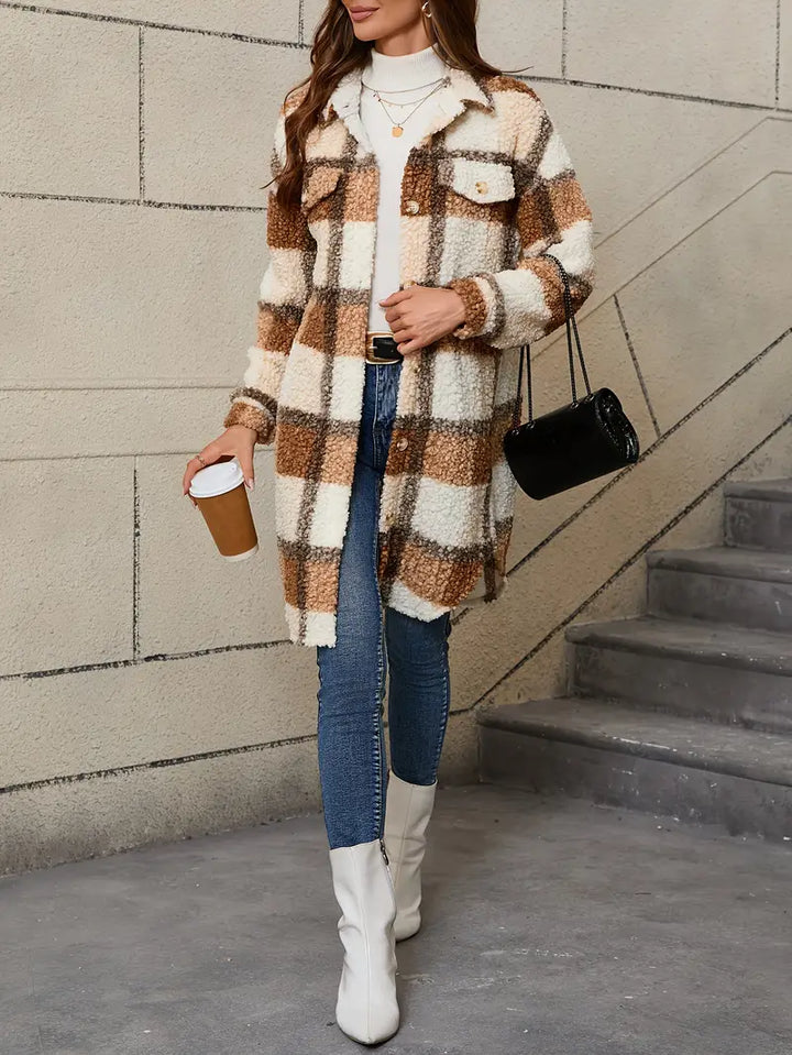 Isabelle™ | Cozy Checked Teddy Coat