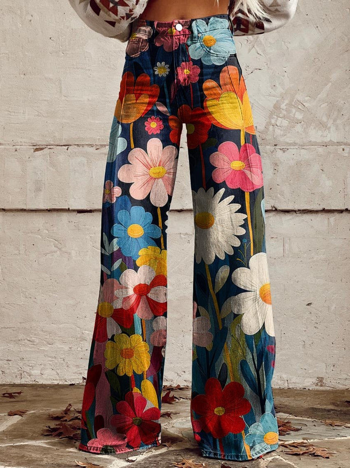 FLEUR™ - Stylish Floral Wide-Leg Pants